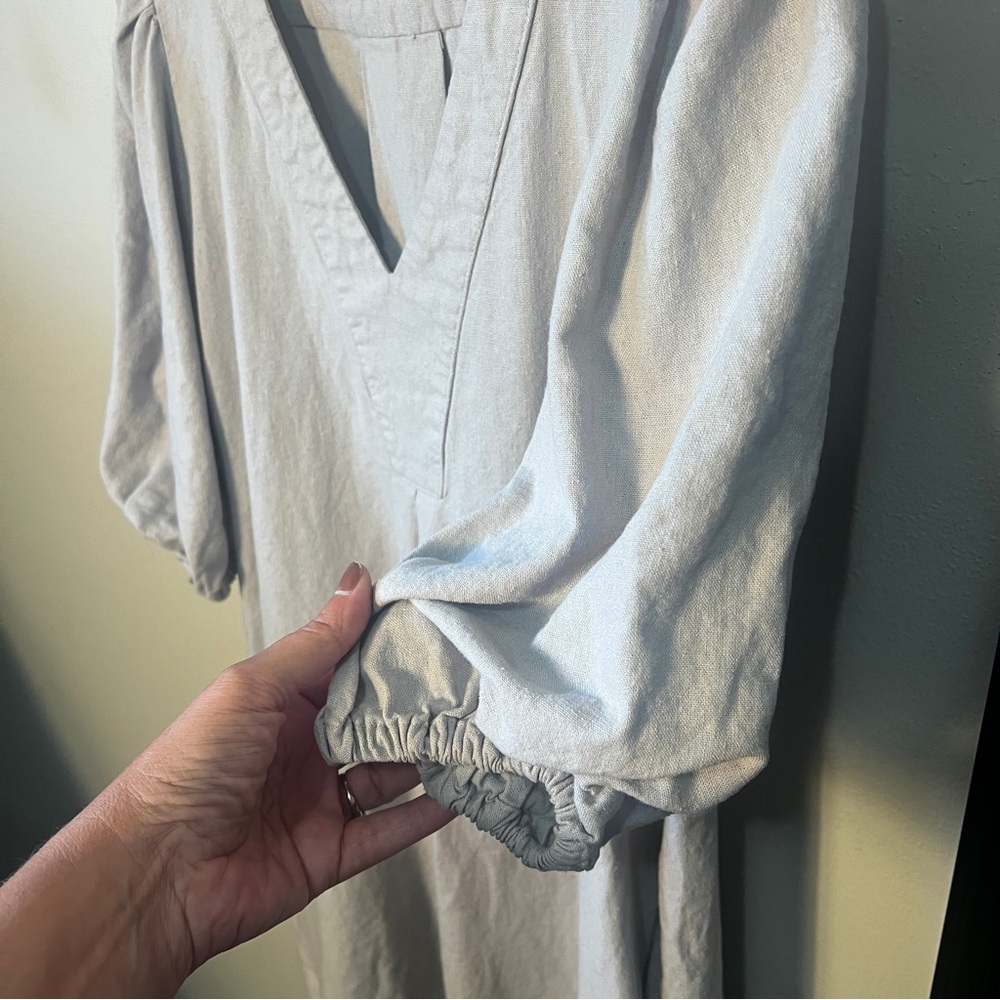 Cynthia Rowley Linen Pocket Puff Sleeve Dress SZ L - Picture 4 of 5